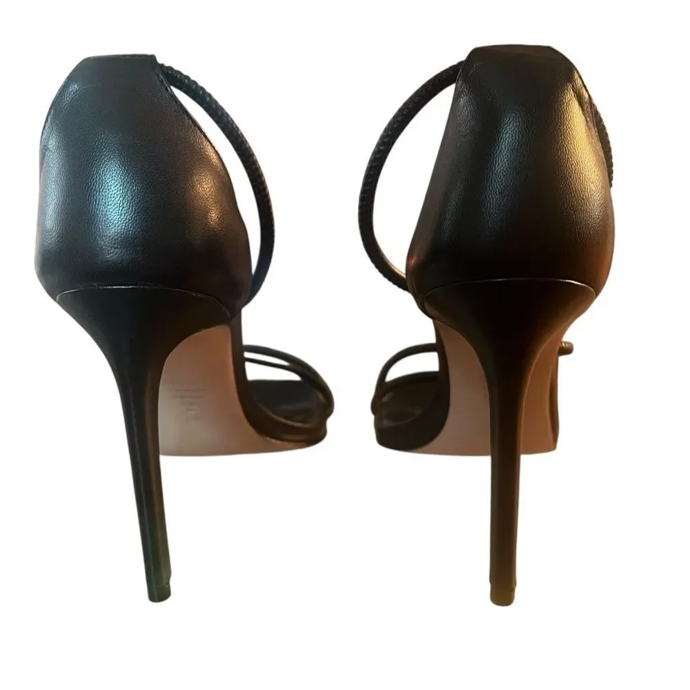 SCHUTZ Gaiah Black Leather Strappy Heels Sandals 9.5 B Excellent Condition